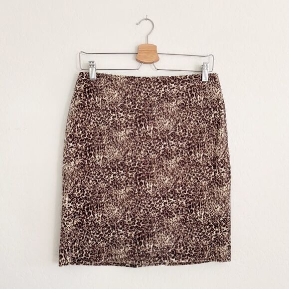 Talbots Velvet Cheetah Print Pencil Skirt 4 Petite - Picture 2 of 5